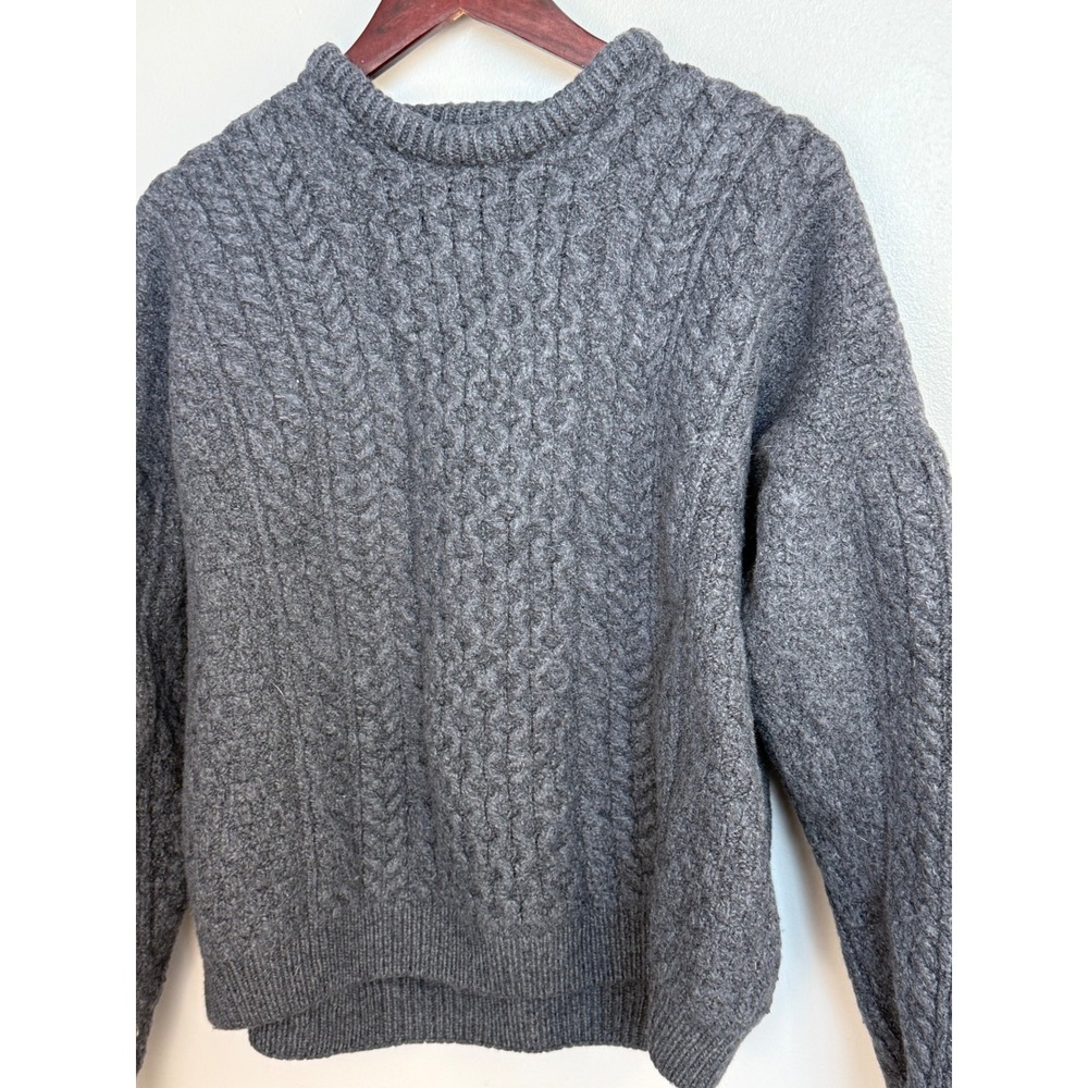 Aran Woollen Mills Merino Wool Cable Knit Sweater Gray Made in Ireland XL - Picture 4 of 12
